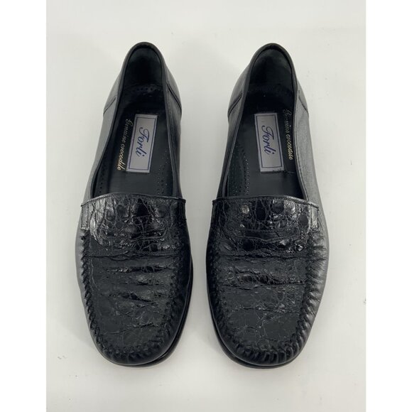 Forli Slip-on Loafers Sz 7.5 Men Black Genuine Crocodile Italy YGI G4S-20 main image 5